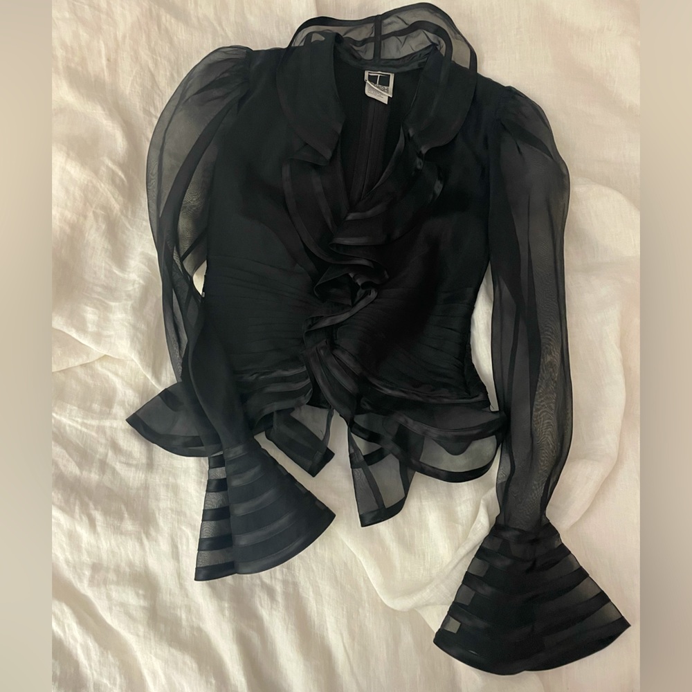 Tadashi silk black shirt with zip up back